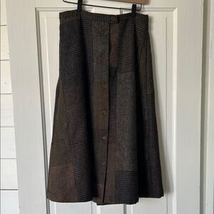 Ralph Lauren RRL Brown/Green Patchwork A-Line Skirt